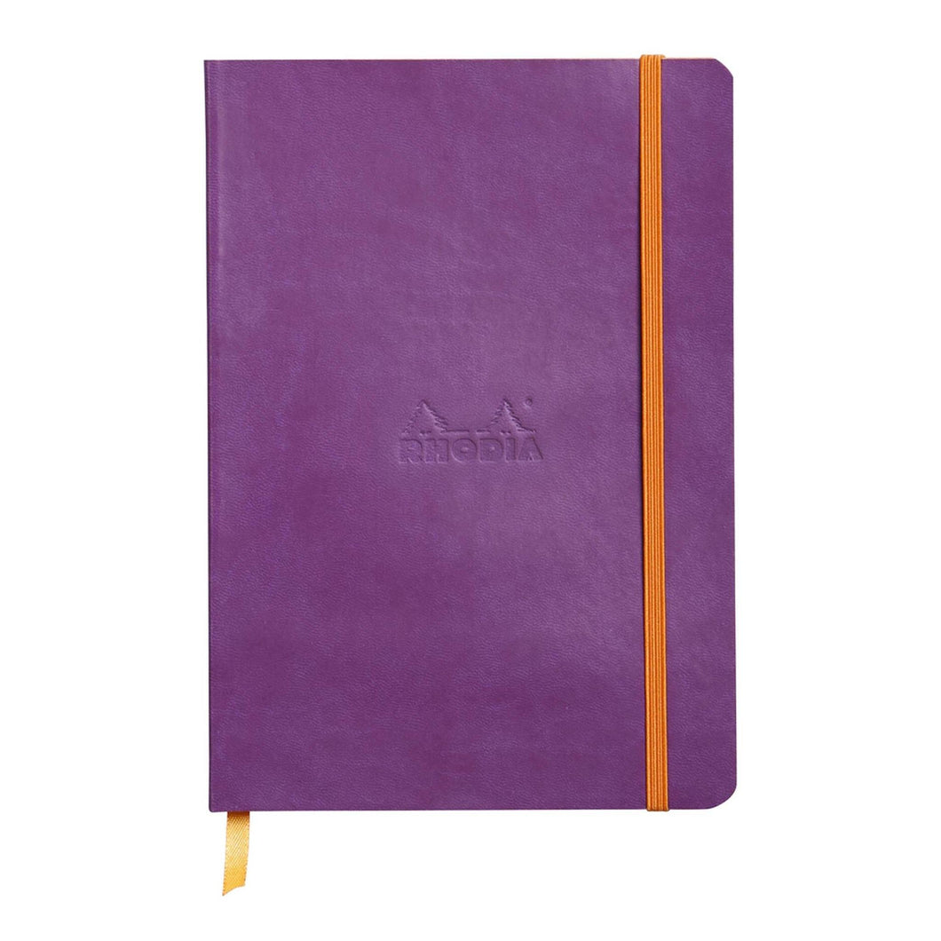 Caiet Agenda A5 Rhodiarama violet, liniat, hartie ivory, cu coperta flexibila Agenda Rhodia 