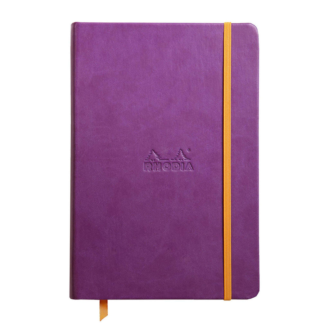 Caiet Agenda A5 Rhodiarama liniat, violet, 96 pagini, cu coperta rigida + elastic Agenda Rhodia 