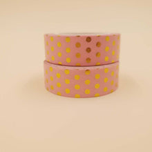 Încarcă imaginea în vizualizatorul Galerie, Banda Washi - Roz Model Buline Aurii Banda Washi Paperie.ro 
