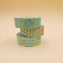 Încarcă imaginea în vizualizatorul Galerie, Banda Washi - Set 3 bucati Auriu Turquoise Banda Washi Paperie.ro 
