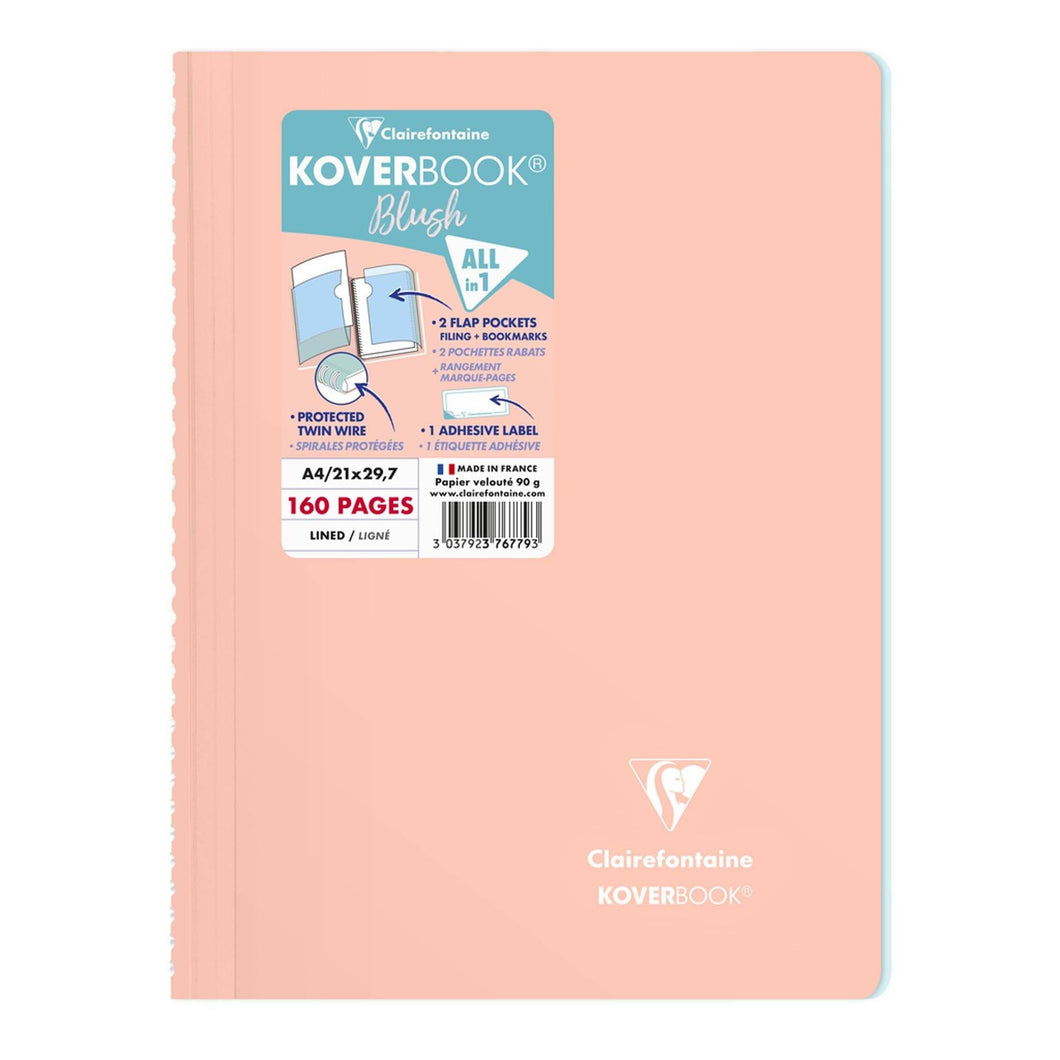 Caiet Koverbook Blush A4 Pastel Clairefontaine, liniat, Coral/Ice blue 80 file Caiet Clairefontaine 