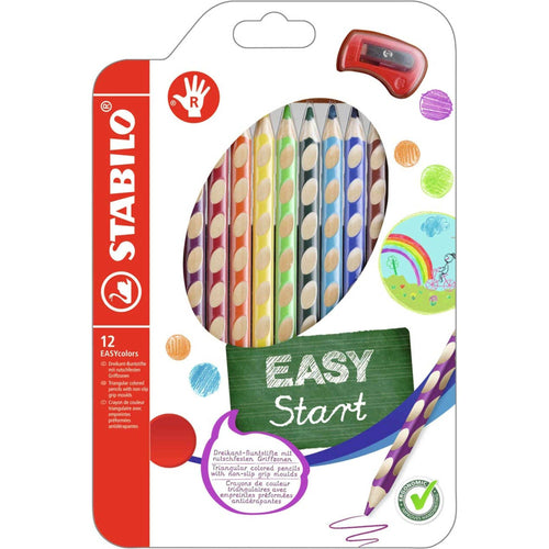 Creioane colorate STABILO EasyColors pt dreptaci 12 culori/set Creioane colorate Stabilo 