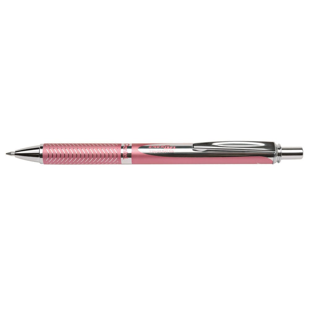 Roller cu gel Pentel EnerGel Sterling, 0.7 mm, cu mecanism, mina neagra, corp metalic roz Rollere cu gel Pentel 