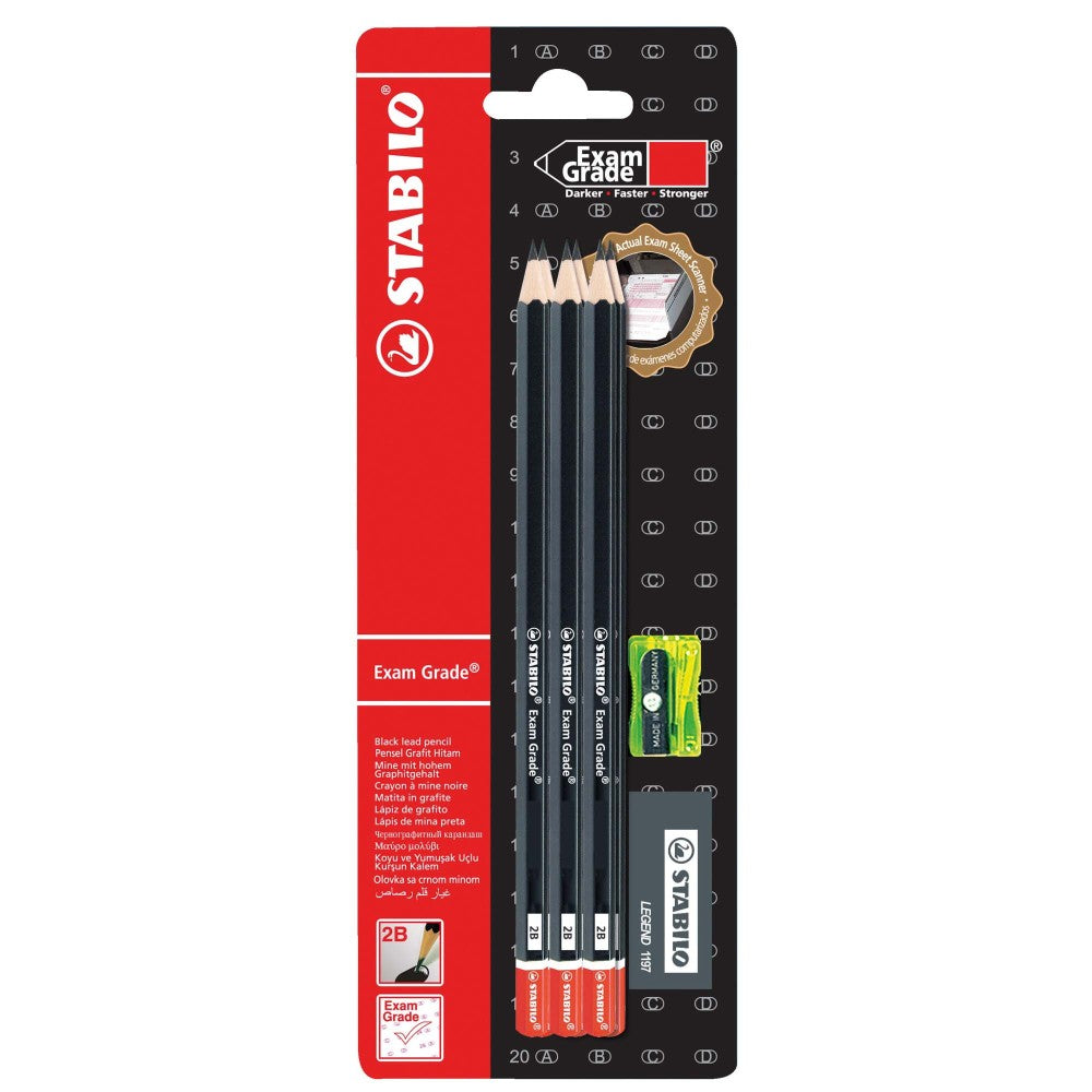 Creion grafit Stabilo ExamGrade, set 6 creioane 2B, radiera, ascutitoare Creioane grafit Stabilo 