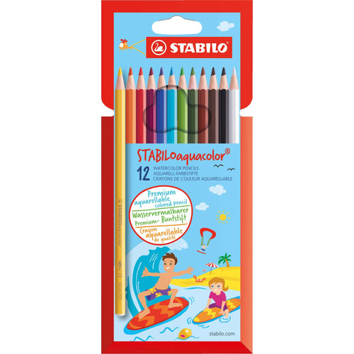 Creioane colorate Stabilo Aquacolor, 12 culori /set Creioane colorate Stabilo 