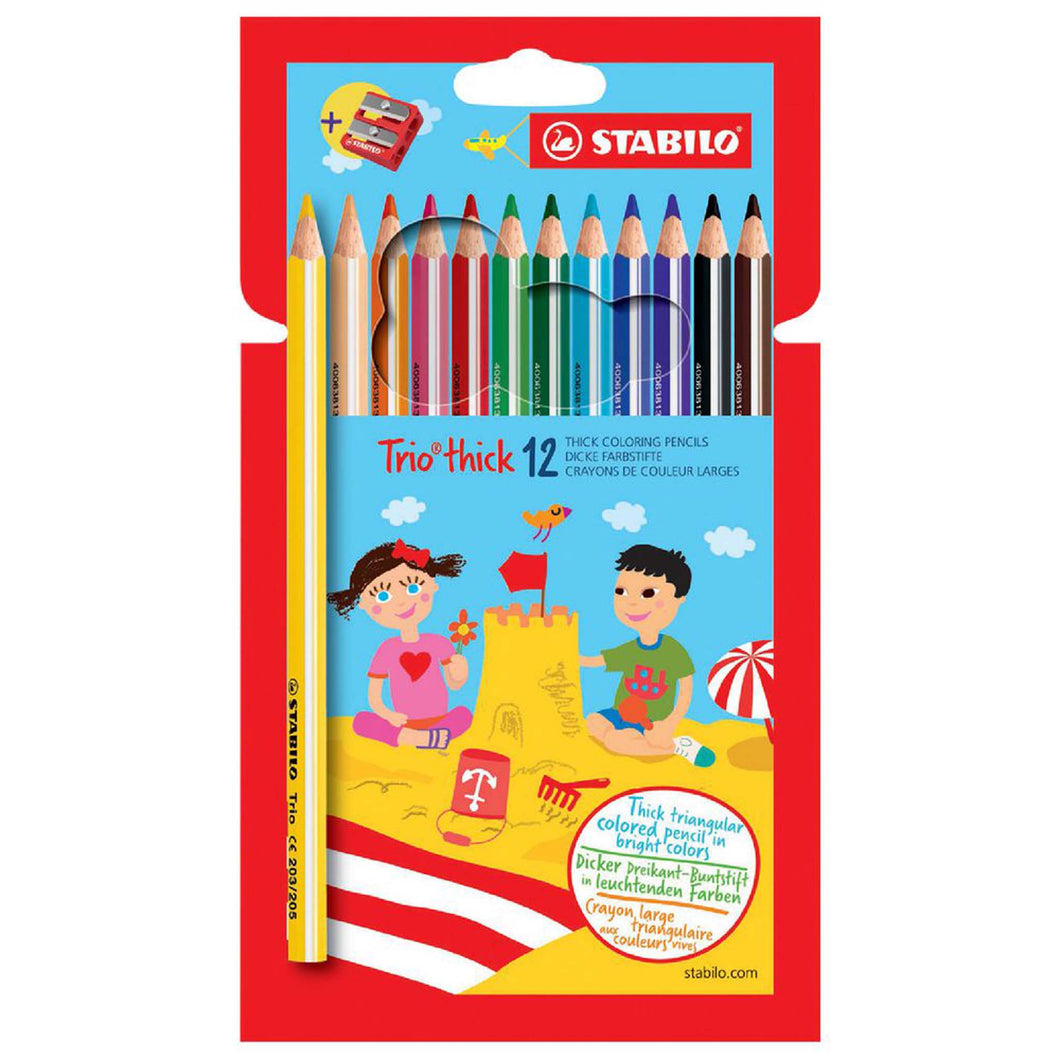 Creioane colorate Stabilo Trio Thick 12 culori/set+ascutitoare Creioane colorate Stabilo 