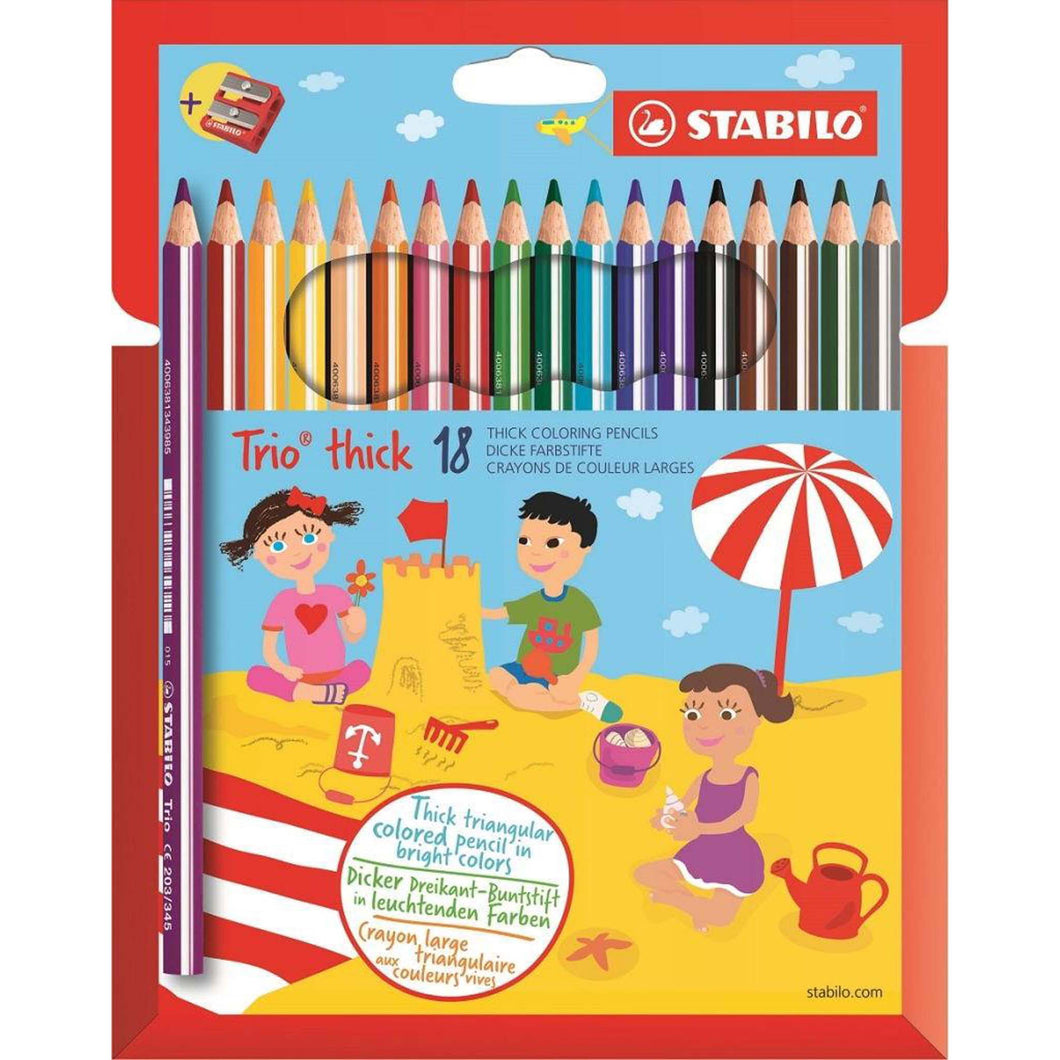 Creioane colorate Stabilo Trio Thick 18 culori/set+ascutitoare Creioane colorate Stabilo 