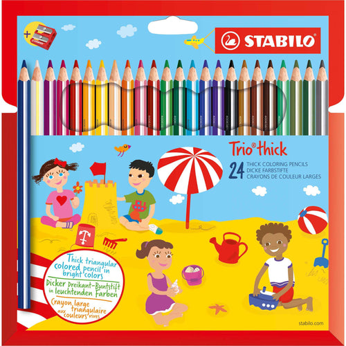 Creioane colorate Stabilo Trio Thick 24 culori/set+ascutitoare Creioane colorate Stabilo 