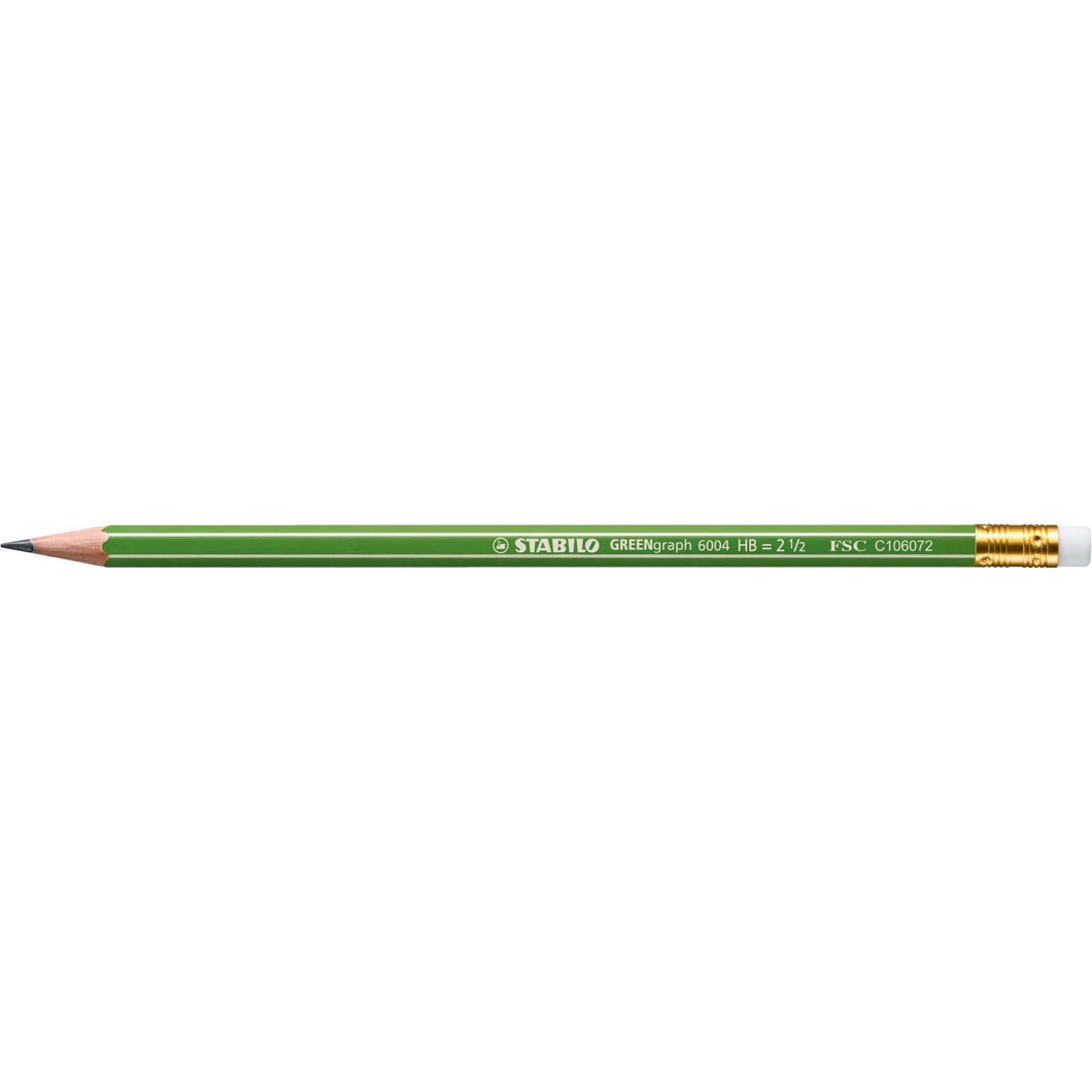 Creion grafit Stabilo GREENgraph 6004, HB, cu radiera, corp verde Creioane grafit Stabilo 