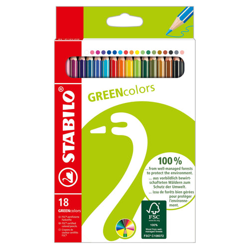 Creioane colorate Stabilo Greencolors, 18 culori / set Creioane colorate Stabilo 