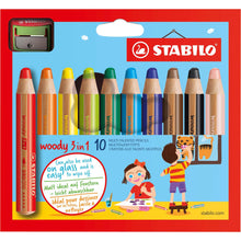 Încarcă imaginea în vizualizatorul Galerie, Creioane colorate Stabilo Woody 3-in-1 10 culori/set+ascutitoare Creioane colorate Stabilo 
