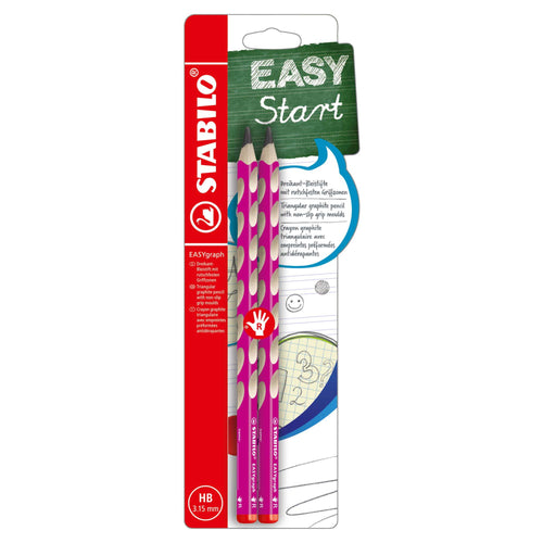 Creion grafit Stabilo EASYgraph, HB, pentru dreptaci, roz, set 2 bucati / blister Creioane grafit Stabilo 