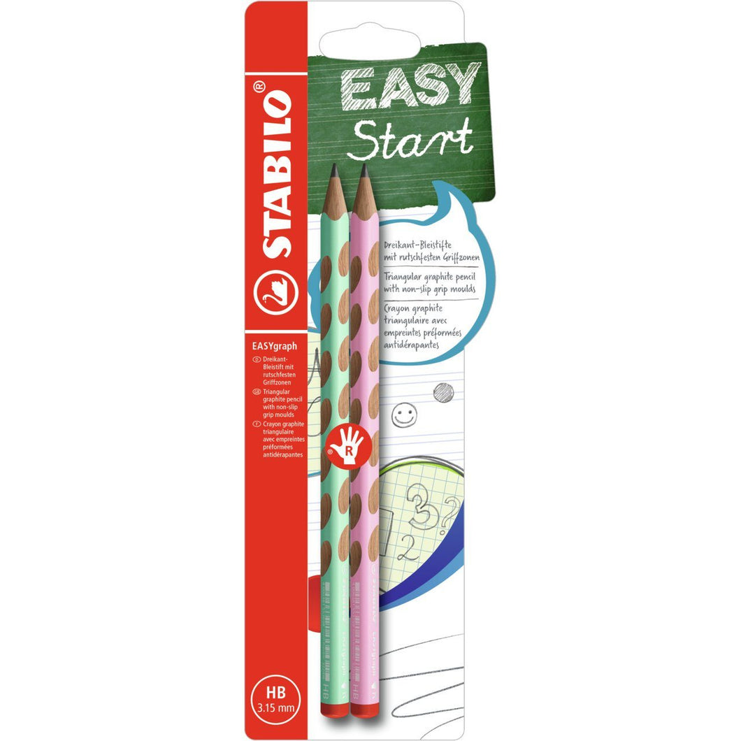Creioane grafit Stabilo EasyGraph HB pt dreptaci 2 buc/set verde/roz pastelate Creioane grafit Stabilo 