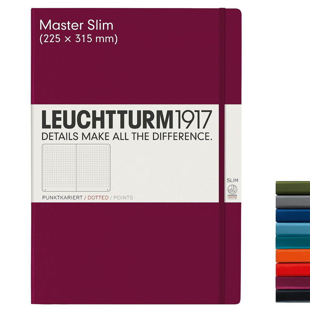 Agenda BUJO punctata Master Slim (A4+) - Port Red, 123 pagini A4+BUJO MasterSlim, Hardcover, 123 Leuchtturm 1917 